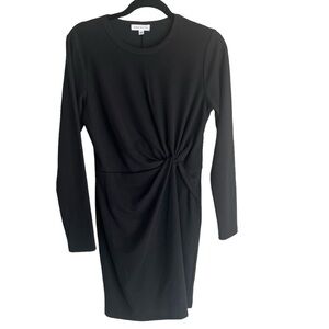Socialite Black Twist Front Long Sleeve Knit Dress Size L